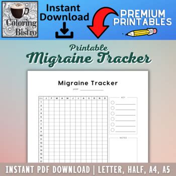 Migraine Tracker Printable Migraine Log Headache Tracker Headache