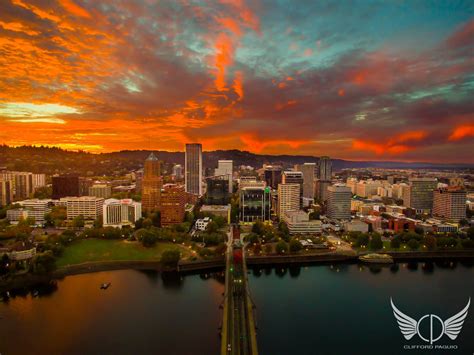 Aerial Photo Of Epic Sunset Portland Oregon Last Night 10112015 By