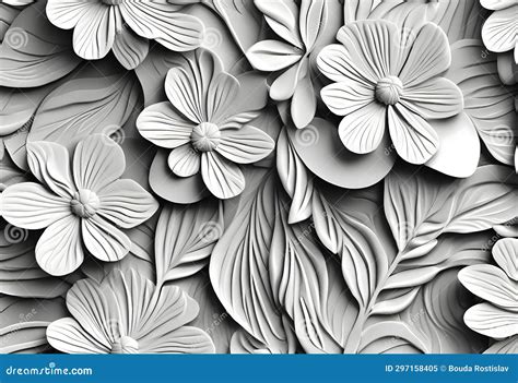 Embossed Floral Line Art Tracery 3d Seamless Pattern Ornamental Beautiful Relief Background