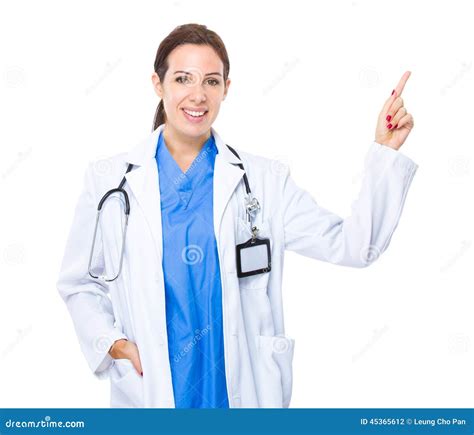 Female Doctor Finger Up Stock Photo Image Of Mature 45365612