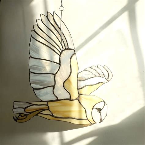 Preorder Large Stained Glass Barn Owl Suncatcher Wildlife Etsy