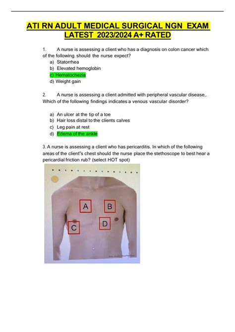 ATI RN ADULT MEDICAL SURGICAL NGN EXAM LATEST 2023 2024 A RATED ATI