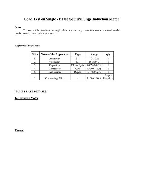 Load Test On Single Phase Indution Motor Pdf