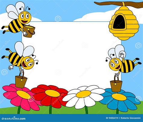 Cartoon Bees Photo Frame 1 Stock Vector Illustration 9406419