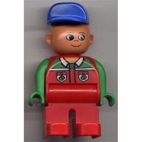 Lego Minifigure Pb Duplo Figure Male Red Legs Red Top With