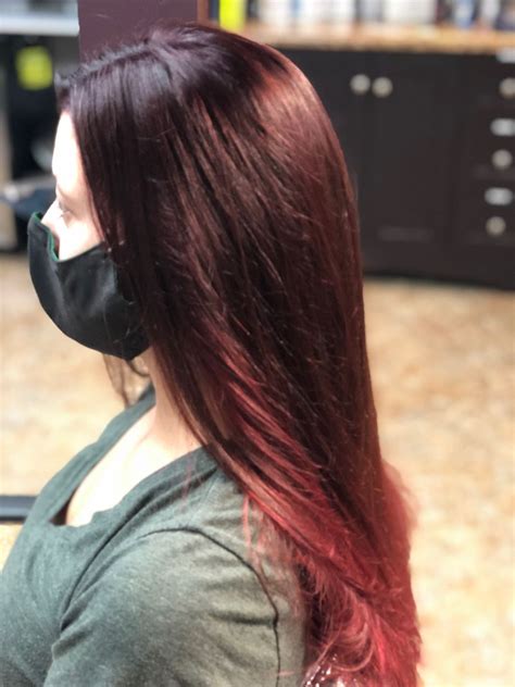 Vibrant Red Violet Hair With Deep Violet Shadow Root