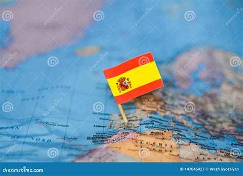 Map with flag of Spain stock image. Image of europe - 147046427