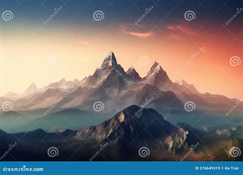 Mountain Landscape, Sunrise Over the Mountain Range Stock Illustration ...