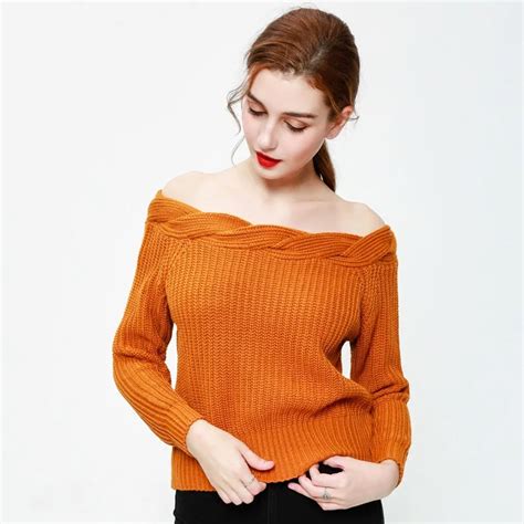 Buy 2018 Off Shoulder Sweaters Spring Long Sleeve Slim