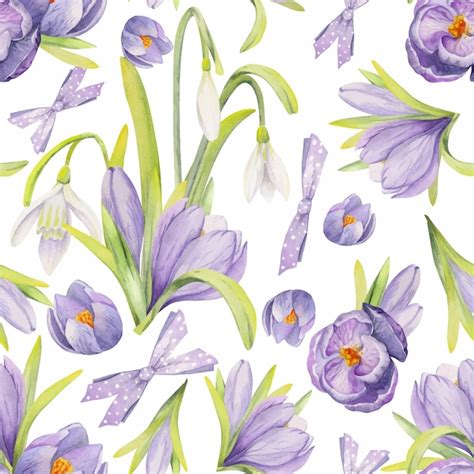 Premium Vector Watercolor Hand Drawn Seamless Pattern With Spring