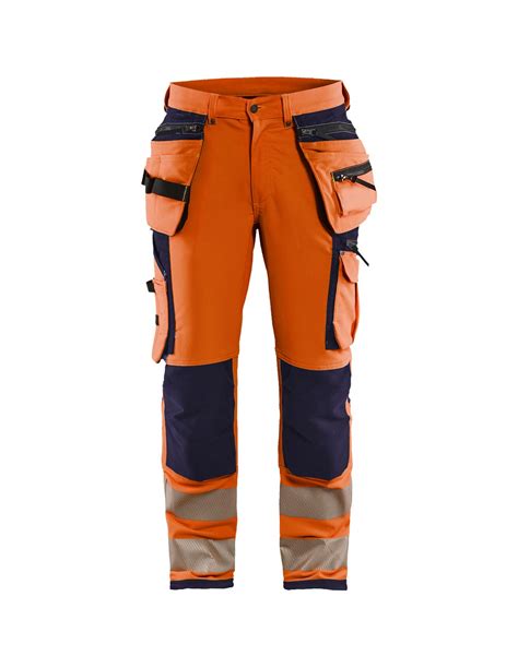 Pantalon Artisan Haute Visibilit Stretch D Orange Fluo Marine