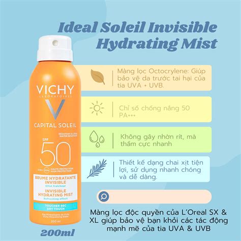 Xịt Chống Nắng Vichy Ideal Soleil Invisible Hydrating Mist SPF 50 200ml