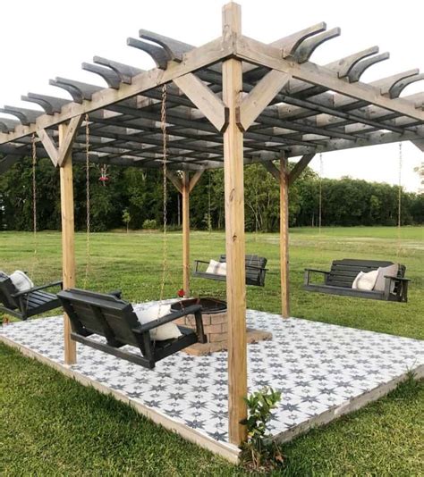 Red Brick Fire Pit Under Wooden Pergola Soul Lane