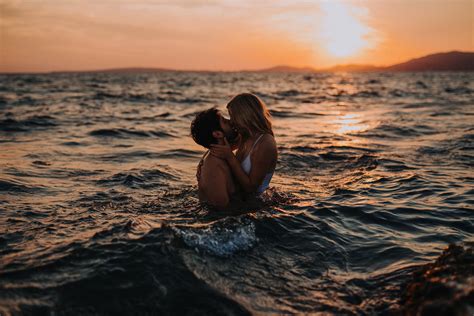 Natalie And Adrian During The Sunset On The Beach White Majorca Wedding