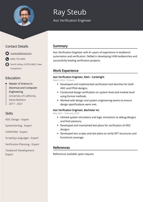 Asic Verification Engineer Resume Example Free Guide