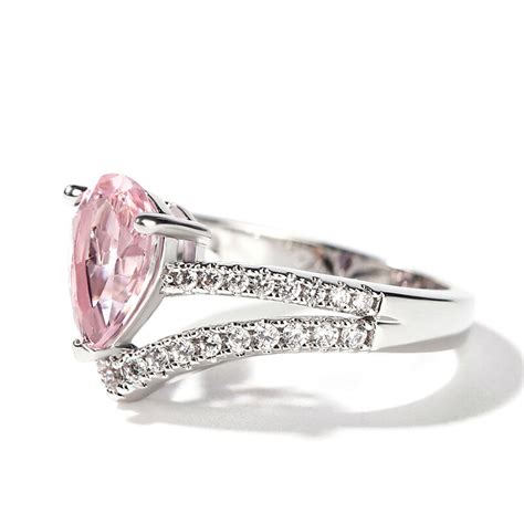 Jeulia Pear Cut Synthetic Morganite Sterling Silver Ring Jeulia Jewelry