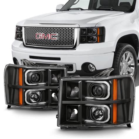 Fit 2007 2014 Gmc Sierra 1500 2500hd 3500hd Led Tube Headlights Black