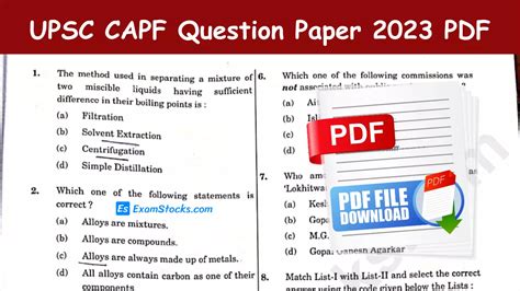 Capf Previous Year Question Paper With Solution Pdf Download Archives