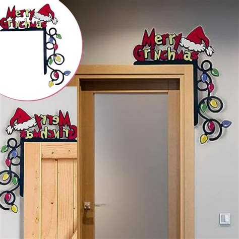 Kany Grinch Christmas Door Corner Sticker Santa Grinch Wooden Door Corners Christmas Grinchs Diy