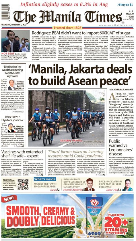 The Manila Times Front Page September The Manila Times