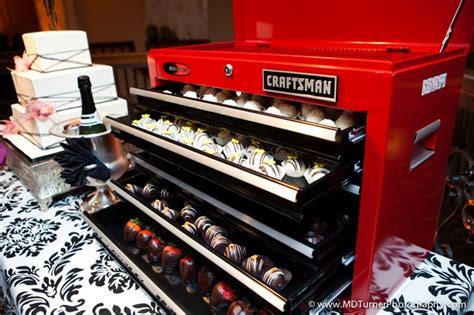 Toolbox Filled With Chocolate Covered Strawberries For A Groom S Cake