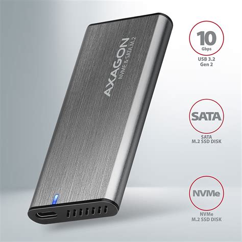 EEM2 SG2 SuperSpeed USB C M 2 NVMe SATA SSD RAW Box Axagon