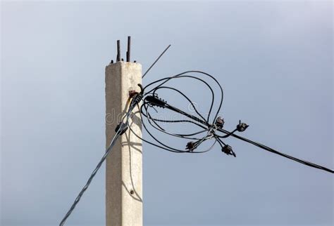 Concrete Electric Pole On A White Background Stock Photo Image Of