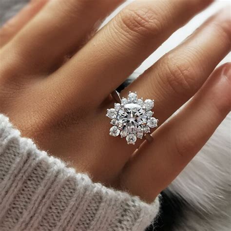 Snowflake Ring Engagement Ring Gold Ring Bridal Ring Etsy