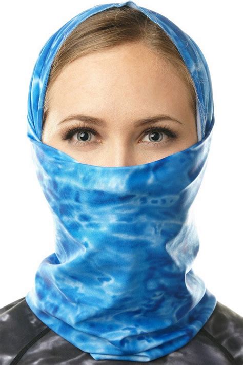 Women’s Sun Protection Scarf Face Mask - Aqua Design