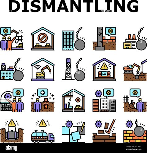 Dismantling Construction Process Icons Set Vector Stock Vector Image