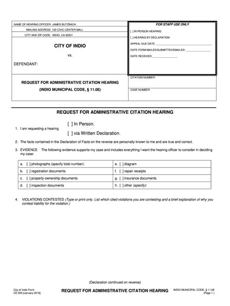 Administrative Citation Form Fill Out And Sign Printable