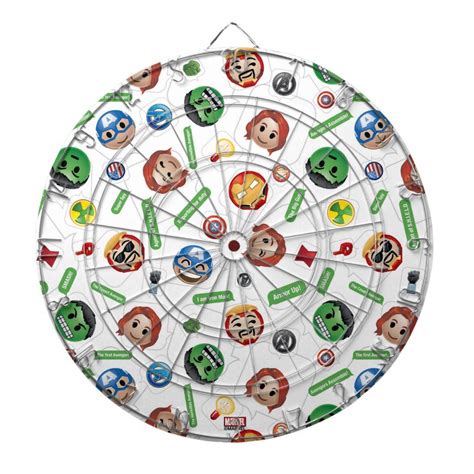Avengers Emoji Characters Text Pattern Dartboard With Darts Color