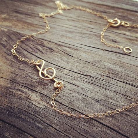 Treble Clef Necklace Sideways Treble Clef Necklace In Gold Etsy