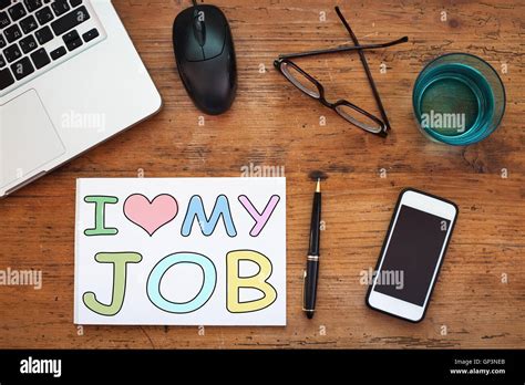 I Love My Job Happy Employee Concept Stock Photo Alamy