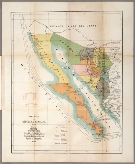 Carta Postal De La Republica Mexicana Estado De Sonora Y Territorio De