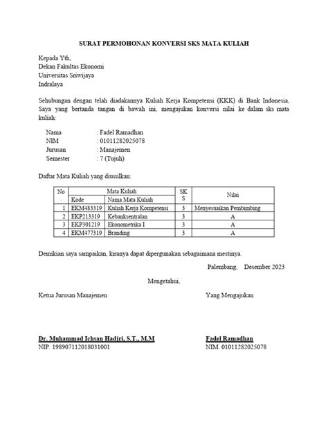 Surat Permohonan Konversi Sks Mata Kuliah Pdf