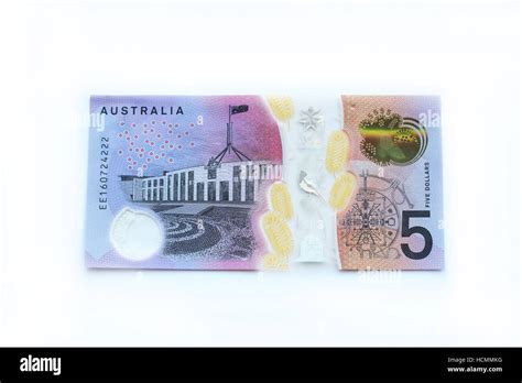 Close Up Of New 5 Australian Dollar Bank Note Stock Photo Alamy