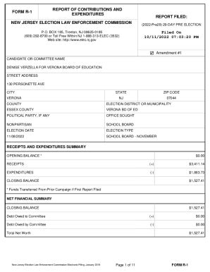 Fillable Online Form R Report Of Contributions And Expenditures