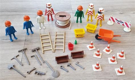 VINTAGE PLAYMOBIL Lot Geobra Travaux Publique 3400 Chantier Masson EUR