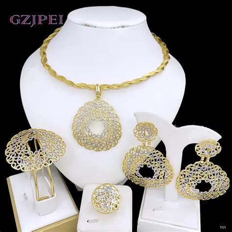 Jewelry Newest Luxury Brazil K Gold Plated Jewelry Set Wholesale