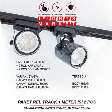 Jual Paket Lampu Sorot Rel Set Isi Track Light Rell Spotlight