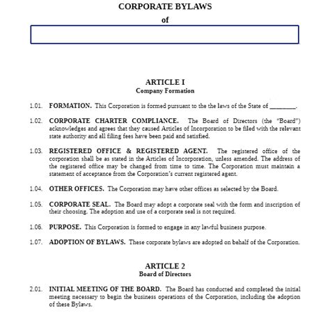 Corporate Bylaws What Are They Explained Examples Template