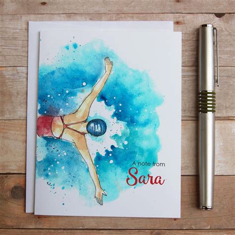 Personalized Swimmer Note Cards Swim Coach Thank You Gift Etsy In