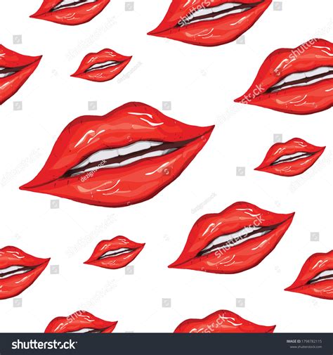 Red Lips Kiss Print Isolated Seamless Stock Vector Royalty Free