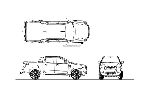 Ford Ranger Pickup Truck Autocad Block Free Cad Floor Plans