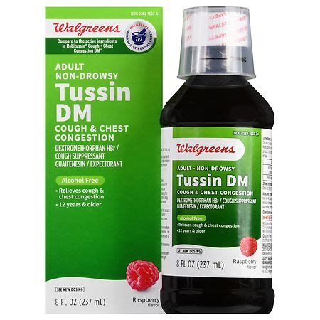 Walgreens Tussin Dm Cough Chest Congestion Liquid Raspberry Walgreens