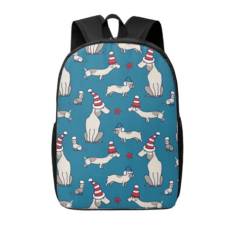 17 Inches Backpack For School Festive Dachshund Fun Bookbag School