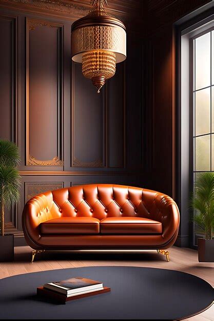 Premium Ai Image Leather Luxurious Sofa Couch