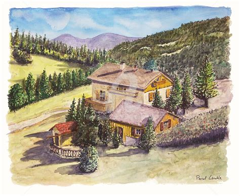 Chalet De Montagne Peinture Par Pascal Lenoble Artmajeur