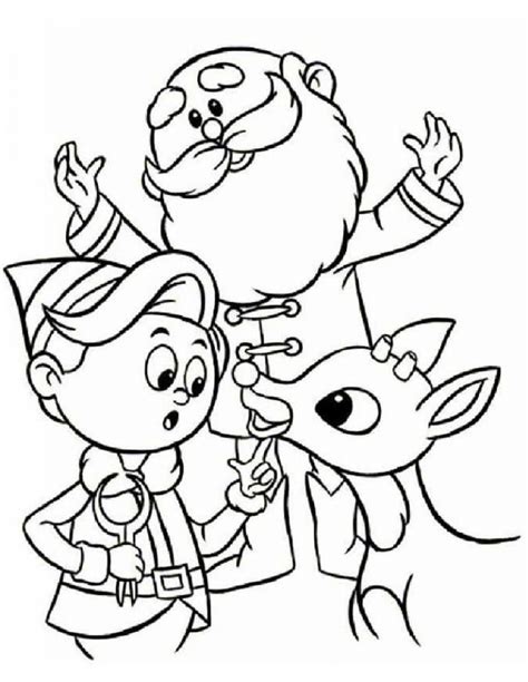 Rudolph and Santa Coloring Page - Free Printable Coloring Pages for Kids